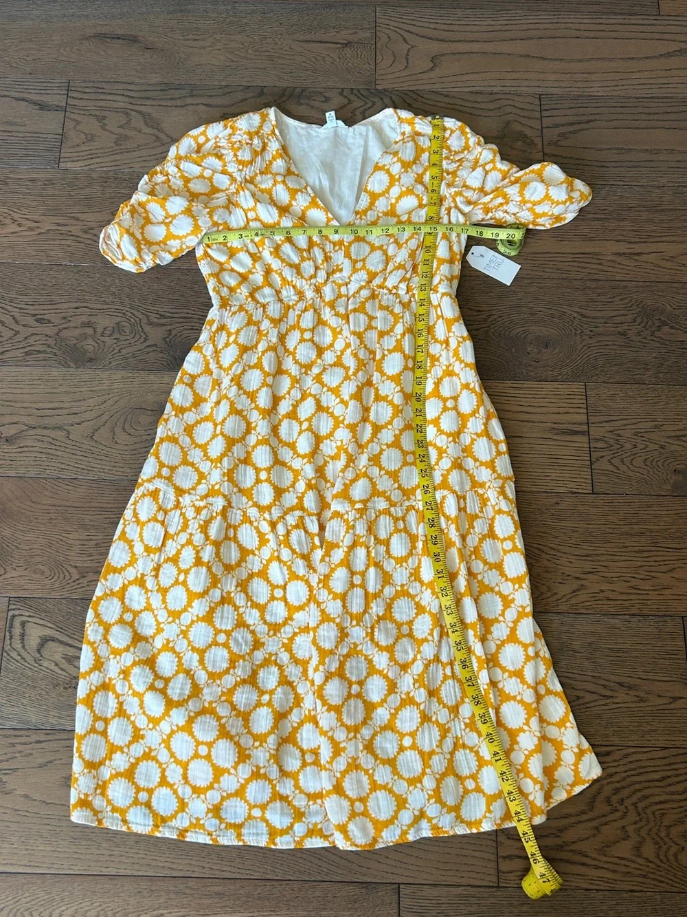 NWT! Time and Tru Women's Cotton Tiered Midi Dress with Elbow Length Sleeves SzM - Picture 7 of 12